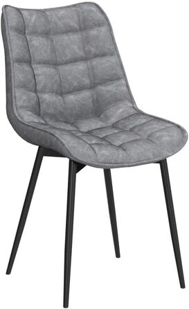 Стільці для їдальні WOLTU - комплект з 4 шт., оббивка з штучної шкіри, металеві ніжки, до 150 кг, сірий колір