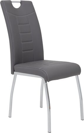 Стілець для їдальні Andrea, штучна шкіра, хромоване коліщатко, сірий (2 шт., 100x43x64 см)