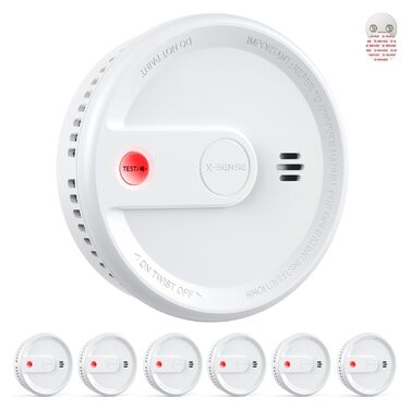 Датчик диму X-Sense з батареєю на 10 років, 6 шт., білий. Магнітне кріплення, без LED-індикації, кнопка тестування/вимкнення. Ультратонкий XS0G-SN