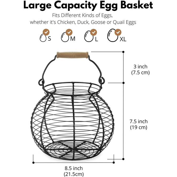Дозатор яєць, спіральний тримач для яєць, підставка для яєць, тримач для яєць, металевий каркас для яєць, сховище для яєць з поворотом на 360 градусів, кухонне приладдя, контейнер для яєць для кухонної стільниці, великий і (10,4 x 8,2 дюйма, чорний)