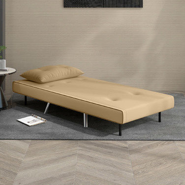 Крісло HOMCOM Диван-ліжко 77x88x83см, Одномісний диван з подушками, Коричневий оксамитовий м'який диван для гостей