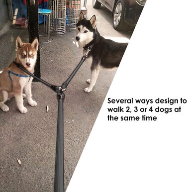 Повідець для собак на 2/3/4 повідця для вигулу собак, нейлонова плетена мотузка, регульована муфта, повідець для собак без заплутування