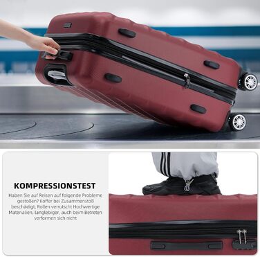 Чемодан BEIBYE 2066 з жорстким корпусом: 15 кольорів, ABS-пластик, кодовий замок, подвійний замок, ексклюзивний інтер'єр, багатофункціональний (Бордовий, M)