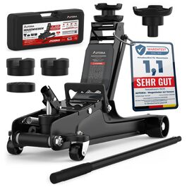 Гідравлічний домкрат Wagenheber 2.5T низькопрофільний з кейсом, 3 гумові накладки та адаптер для легкових авто та авто з заниженою підвіскою до 2500 кг, чорний