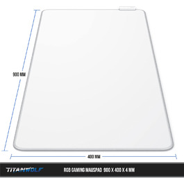 Кисмет TITANWOLF XXXL RGB килимок для миші – 1200 x 600 мм, LED, 7 кольорів, 4 режими, для геймінгу, гумовий, миється (білий)