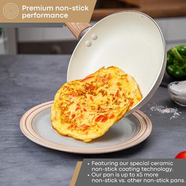 Набір каструль та сковорідок з антипригарним покриттям Nuovva - 8 шт. з кришками, кремовий граніт, для індукційних плит