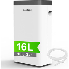 Електричний осушувач повітря 16L для підвалу та кімнат до 25 м², 35dB, шланг 1.2м, таймер, 16 л/добу, 20 м²