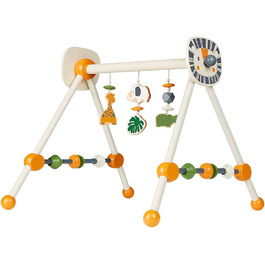 Сафарі ігрова трапеція, ігрова арка для немовлят, різнокольорові тварини, кільця та м'ячі, зроблені з дерева, дитяча іграшка