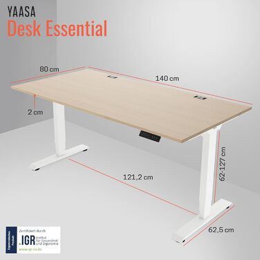Стол Yaasa Desk Lite з регулюванням висоти 100x60 см, чорний – електричний офісний стіл з автопідйомом, пам'яттю та кабелепроводом, для дому та офісу