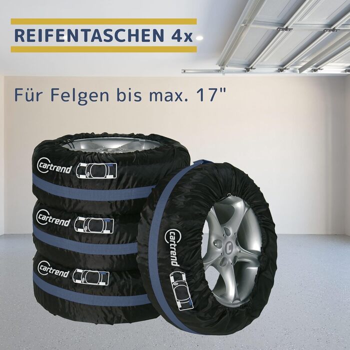 Набір для зберігання та транспортування коліс Cartrend, 4 шт., водовідштовхувальні, чорно-червоні