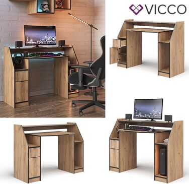 Ігровий стіл Vicco Joel, 123,2 x 45 см (123,2 x 90 см, дуб Goldkraft)