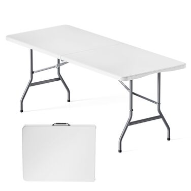 Складаний кемпінговий стіл Wiltec 122x60x75 см, стіл для пікніка, саду та виїзних заходів з ручкою для перенесення