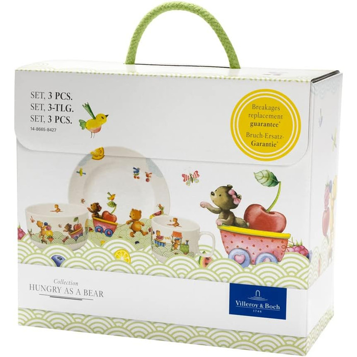 Набір дитячого посуду Villeroy & Boch Hungry as a Bear (3 шт.) - зелений, преміум-посуд