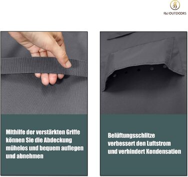 Захисний чохол для саудового дивану F&J Outdoors, водонепроникний, UV-стійкий, сірий, 208x99x89/61 см