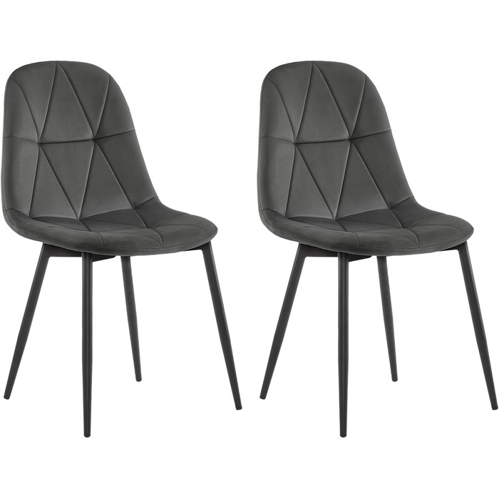 Крісла для їдальні Lestarain з підлокотниками, для кухні, вітальні, оббивка з велюру, металевий каркас, ергономічний дизайн, темно-зелений колір (темно-сірий), набір 2 шт.