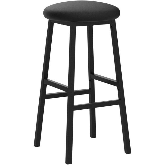 Барний стілець Manahcris, 2 шт. в наборі, 63 см, з PU-оббивкою, з підніжкою, для кухонної стійки, чорний