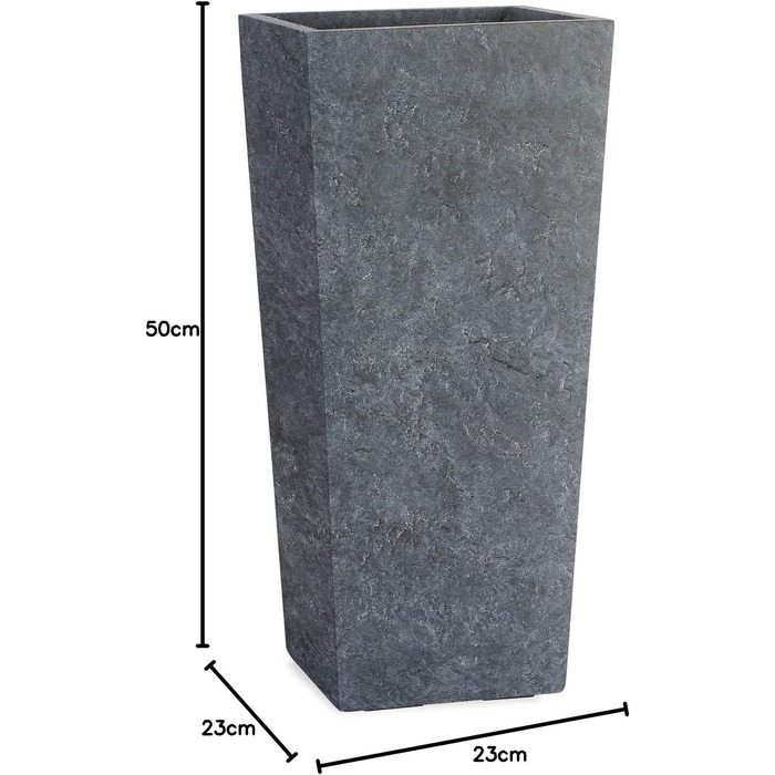 Планцверк® Горщик для рослин з фібергласу конічної форми 70x33x33см, стійкий до погодних умов, преміум-якість, імпрегнація Lotus-Effekt, 70см - (Lava Anthrazit, 50см - Lava Anthrazit)
