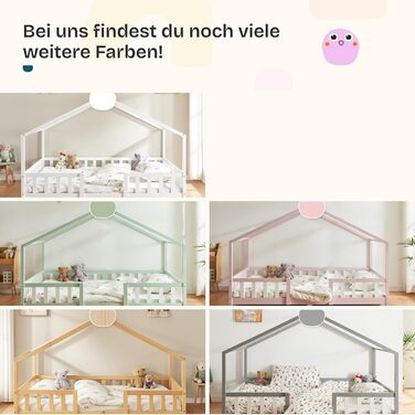 Дитяче ліжко Treviolo з захистом від падіння, 120x200 см, з ламелями, з сосни, колір дерева, Montessori