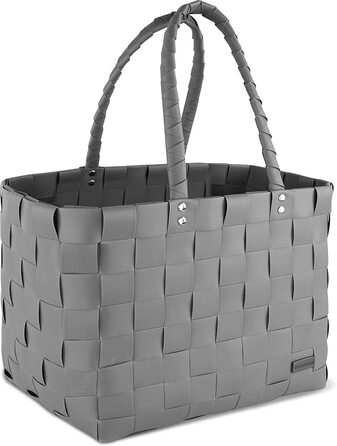 Сумка для покупок Normani Shopper плетена, пластикова, міцна, вінтажний стиль, 38x25x28см, антрацит