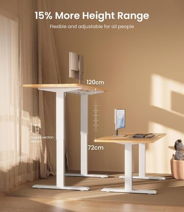 Електричний регульований стіл MAIDeSITe T1 Pro (білий) з 4-ма пам'ятями, міцний мотор та стійка металева база