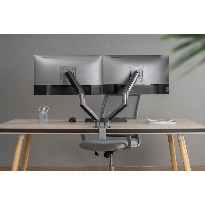 Кріплення для монітора 3IDEE Flexi-Lite: 2 монітори, 17-32 дюйми, до 9кг, VESA 75x75/100x100, регульована висота, сірий колір