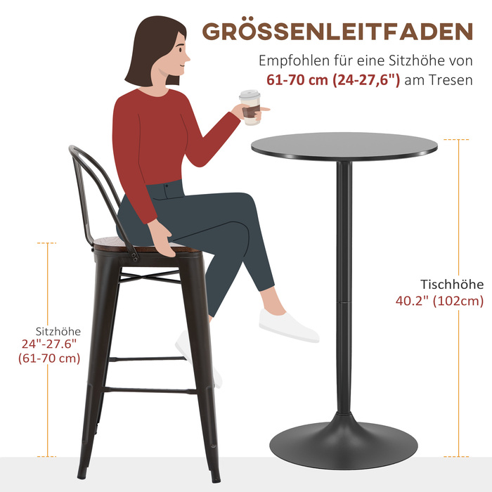 HOMCOM Барний стіл / Стіл для двох, 60 x 60 x 102 см, Чорний
