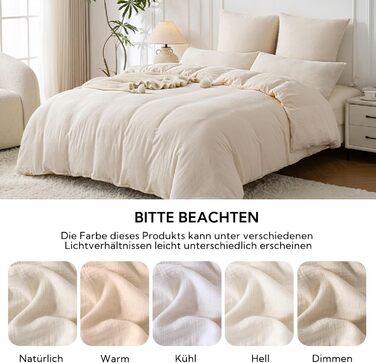 Муслінова постільна білизна SOULFUL 200x200 см, комплект 2 шт. (простирадло 135x200 см, наволочка 80x80 см), бавовна, ÖKO-TEX, застібка на блискавку, світло-бежевий