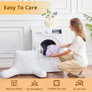 Підкуштуник Sasttie з велюровою спинкою, подушка для підтримки спини для дорослих з підлокітниками, для читання в ліжку, на дивані, на підлозі, в гуртожитку, аксесуар для читання, персиковий (18 дюймів, лаванда)