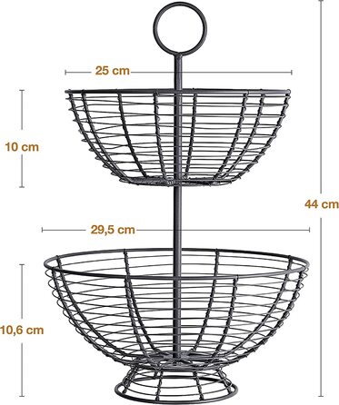 Поверховий кошик для фруктів - металевий кошик з дротяної ферми від компанії SHELF TRUNK & CO. / Двоповерховий кошик для фруктів для кухні для зберігання, 2-