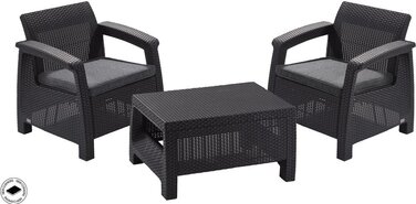 Комплект садових меблів Allibert із пластику, сірий, 3 предмети