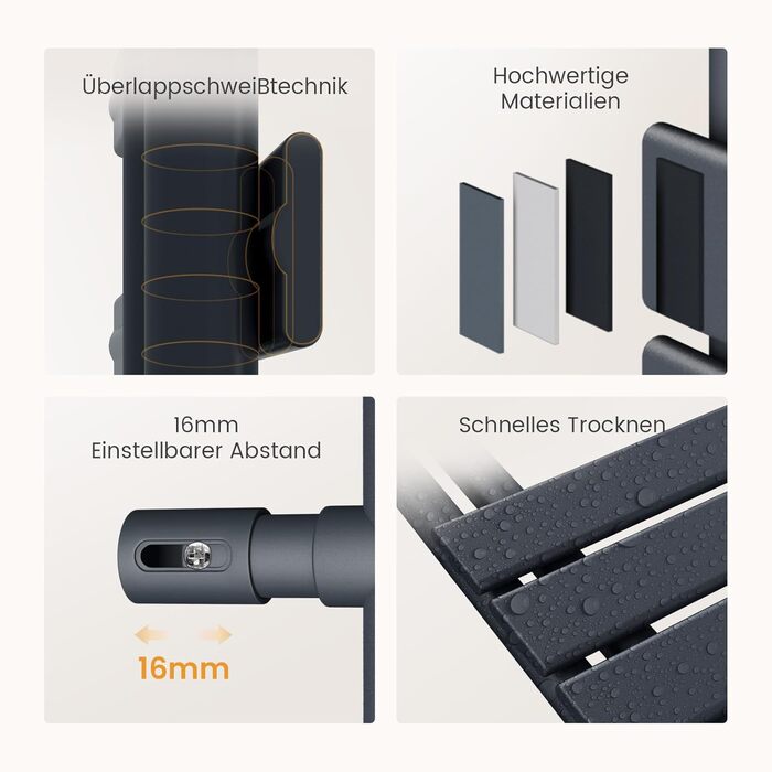 Електричний рушникосушар EMKE з термостатом 1320x500 мм, білий, 800W