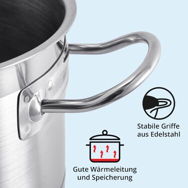 Каструля KHG 14 см з нержавіючої сталі, індукційне дно, 1.5 л | Для всіх плит, можна мити в посудомийній машині