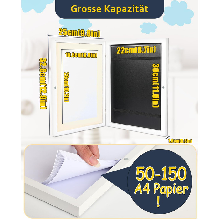 Рамка для дитячих малюнків Ciscle, A3, для творчості та робіт, з фронтальним відкриванням, 1 шт. (біла)