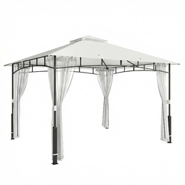 Павільйон садовий, 3x3,6 м, водовідштовхувальний, стабільний, з москітною сіткою та подвійним дахом, для саду, тераси, чорного кольору