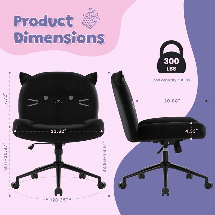 Офісний стілець IWMH без підлокітників, регульований по висоті, поворотний, з роликами, обтягнутий тканиною, ергономічний, крісло для читання з широким сидінням для посадки в турецькому стилі (Білий). Білий з колесами (Чорний, з колесами)