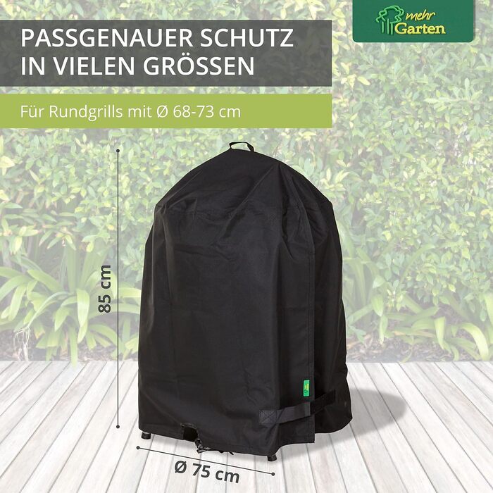 Преміум круглий чохол для барбекю Ø75 см I Підходить для барбекю Ø від 68 до 73 см I Чохол для чайника-барбекю водонепроникний і атмосферостійкий з тканини Oxford 600D I Чохол для витяжки барбекю I Чорний Розмір L / 75см (діаметр) x 85см (висота)