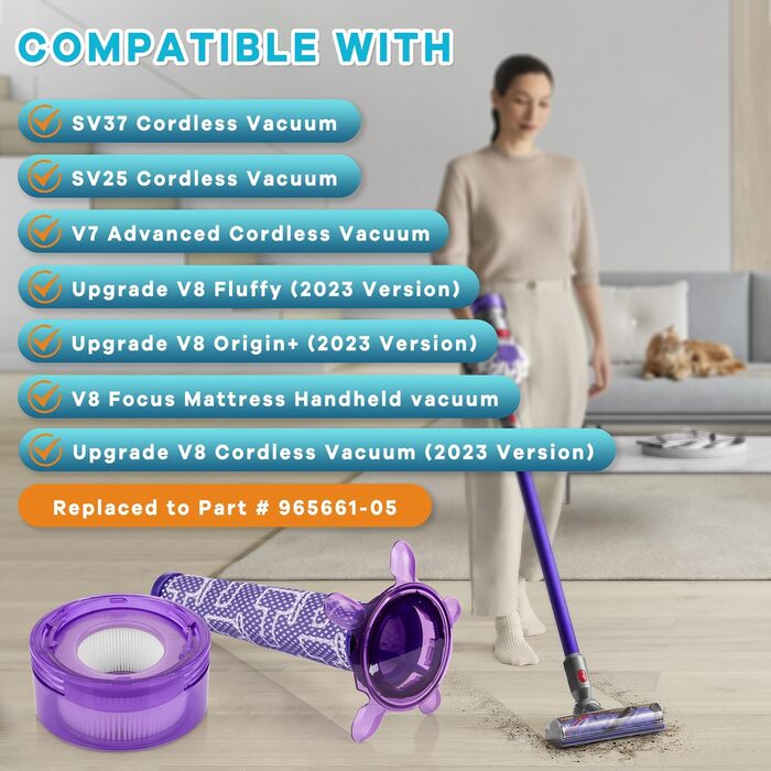 Оновлений комплект фільтрів V8 для пилососа Dyson V7/V8, 2 задніх моторних і 2 зіркових передмоторних фільтра