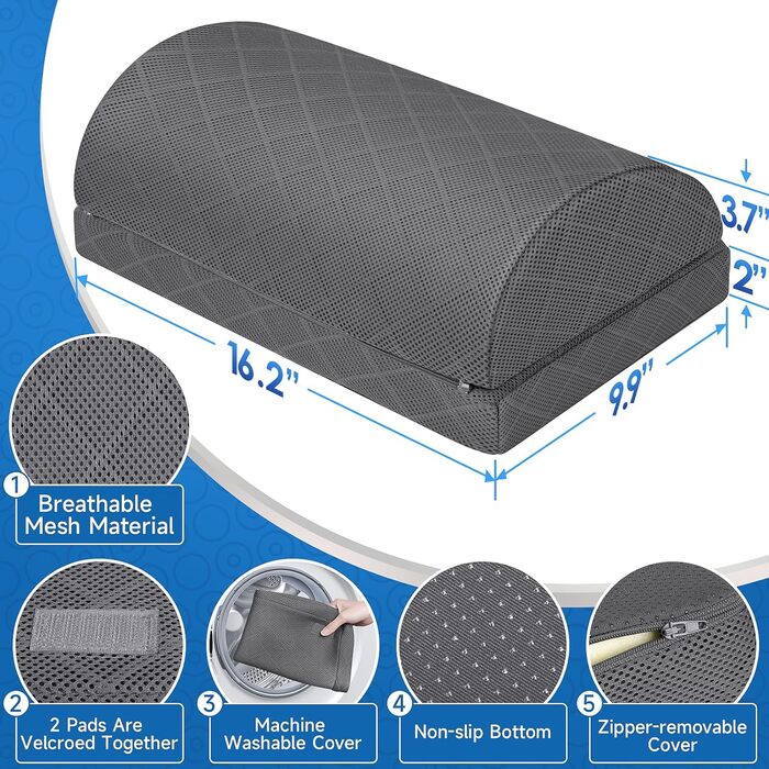 Підставка для ніг під стіл BlissTrends, регульована, з memory foam, для офісного та геймінгового крісла, ергономічна, для зняття болю в спині та попереку