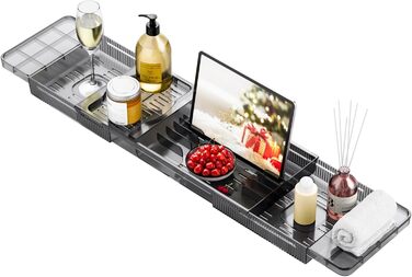 Підставка для ванни чорна, висувна, з полицею для книг, водонепроникна, аксесуари для ванної кімнати