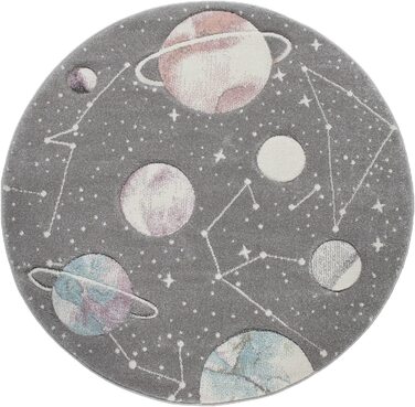 Домашній дитячий килимок TT, ігровий килимок з планетами і зірками, для дитячої кімнати сірого кольору, розмір (120 х 170 см)