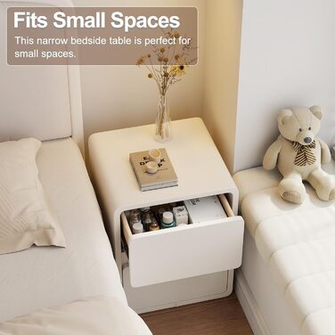 Нічний столик AQIMUELE, білий, з 2 шухлядами, ширина 30 см, без встановлення, з екошкірою