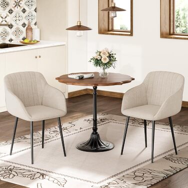 Набір з 4-х обідніх стільців у бежевому кольорі з підлокітниками, для кухні, вітальні, спальні