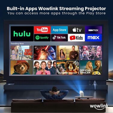 Портативний проєктор Beamer 4K з підтримкою WiFi 6, Bluetooth 5.4 та автофокусом (2025 модель)