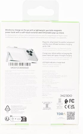 Повербанк Belkin 5000mAh MagSafe з підставкою, 7.5 Вт, сумісний з iPhone 16/15/14 - білий