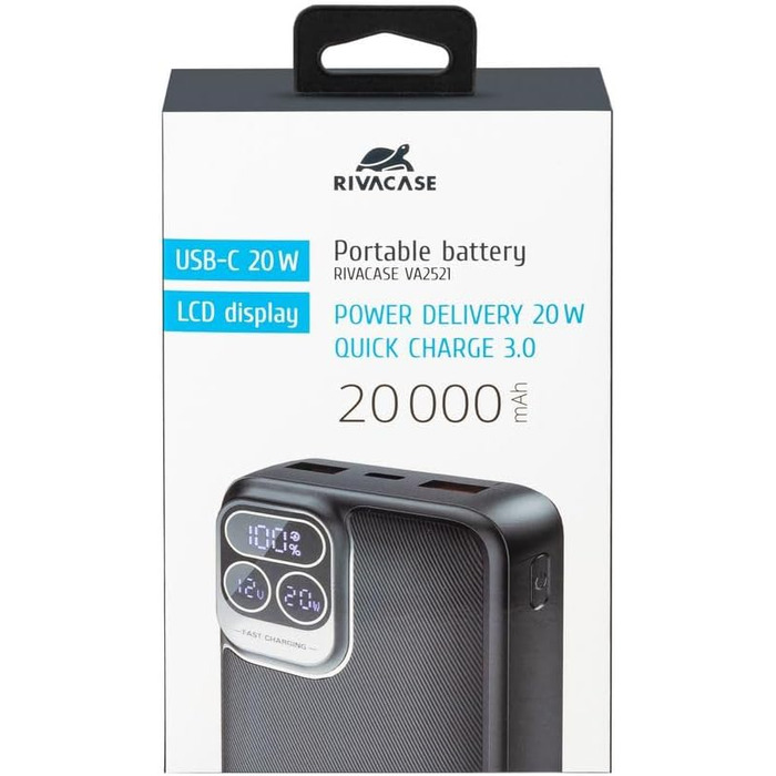 Вт, LCD дисплей, USB-C, 1 вхід, 3 виходи, 2585 Powerbank 30000mAh, QC/PD 20