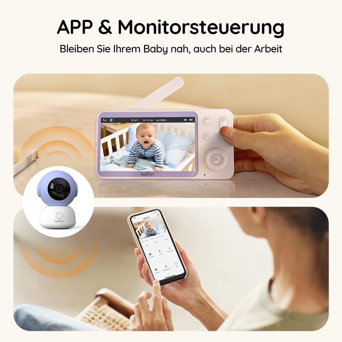 Відеоняня BOIFUN 2K/3MP з камерою Wi-Fi, нічним баченням, 5