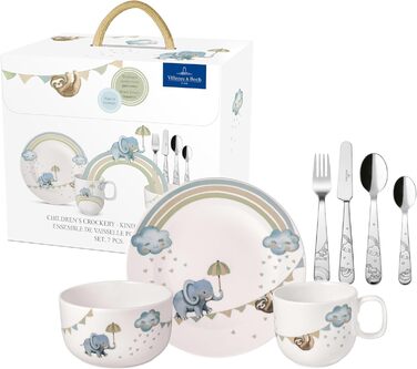 Дитячий посудовий набір Villeroy & Boch Boho Kids 'Walk like an elephant' (3 шт.) - блакитний, преміум-посуд для дітей