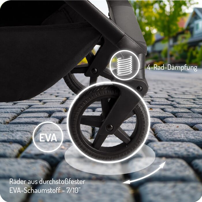 Дитяча коляска MoMi GISELLE 2 в 1 комбінована, бежева: для малюків від народження до 22 кг, з 5-точковим ременем безпеки, збірно-розкладна, з кошиком, матрацом, дощовиком та пеленатором