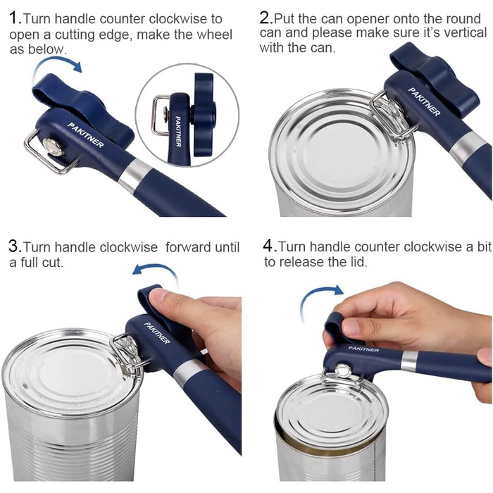 Безпечний відкривач консерв, ручний, з гладкими краями, боковий, ергономічний, для кухні та ресторану, колір морської хвилі