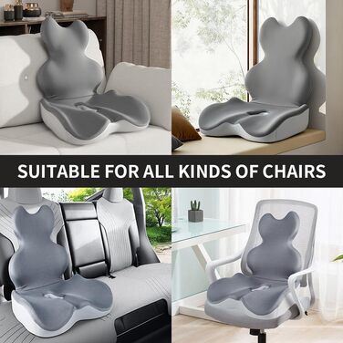 Ортопедична подушка для сидіння зі спинкою: підтримка боків та комфорт. Підходить для офісного крісла та авто. Ергономічна, для офісу, машини, для полегшення болю в куприку, стійка для спини.